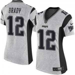 New England Patriots #12 Tom Brady Women's Gray Gridiron Gray II Stitched Limited Jersey 246973-406