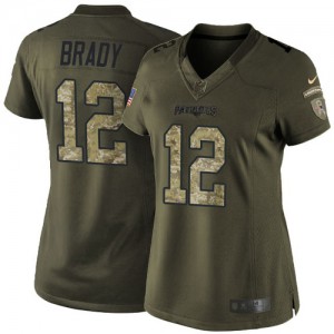 New England Patriots #12 Tom Brady Women's Green 2015 Stitched Limited Salute to Service Jersey 262040-951