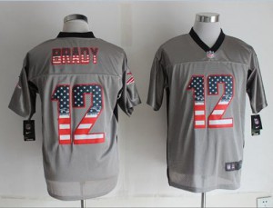 New England Patriots #12 Tom Brady Men's Grey USA Flag Fashion Stitched Elite Jersey 997946-614