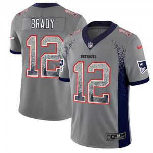 New England Patriots #12 Tom Brady Men's Grey Rush Drift Fashion Stitched Limited Jersey 507656-528