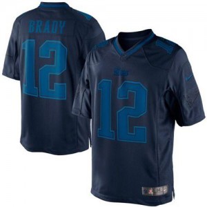 New England Patriots #12 Tom Brady Men's Navy Blue Limited Stitched Drenched Jersey 967091-192