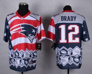 New England Patriots #12 Tom Brady Men's Navy Blue Noble Fashion Stitched Elite Jersey 134257-574