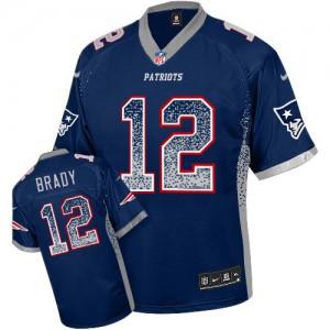 New England Patriots #12 Tom Brady Men's Navy Blue Elite Team Color Stitched Drift Fashion Jersey 675373-539