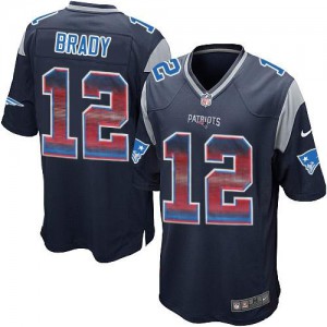 New England Patriots #12 Tom Brady Men's Navy Blue Limited Team Color Stitched Strobe Jersey 729898-469