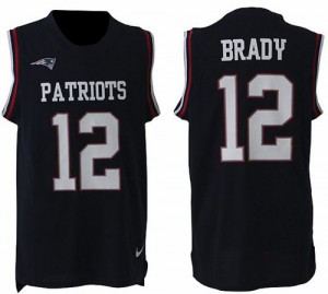 New England Patriots #12 Tom Brady Men's Navy Blue Limited Team Color Stitched Tank Top Jersey 642707-332