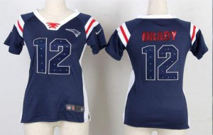 New England Patriots #12 Tom Brady Women's Navy Blue Draft Him Shimmer Stitched Elite Jersey 507809-468