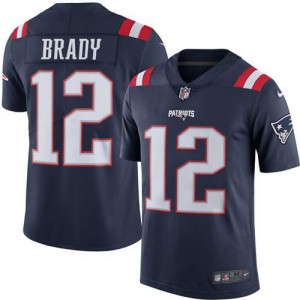 New England Patriots #12 Tom Brady Youth Navy Blue Rush Stitched Limited Jersey 650968-406