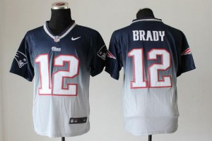 New England Patriots #12 Tom Brady Men's Navy Blue/Grey Fadeaway Fashion Stitched Elite Jersey 452667-626