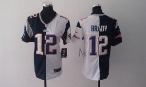 New England Patriots #12 Tom Brady Women's Navy Blue/White Split Stitched Elite Jersey 650712-327