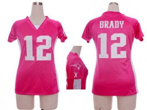 New England Patriots #12 Tom Brady Women's Pink Draft Him Stitched Name & Number Top Elite Jersey 843549-943