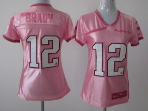 New England Patriots #12 Tom Brady Women's Pink Elite Be Luv'd Stitched Jersey 699154-557