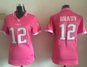 New England Patriots #12 Tom Brady Women's Pink Bubble Gum Stitched Elite Jersey 398666-787