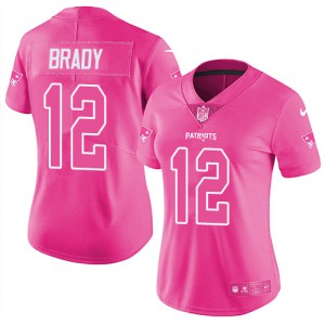 New England Patriots #12 Tom Brady Women's Pink Rush Fashion Stitched Limited Jersey 241294-830