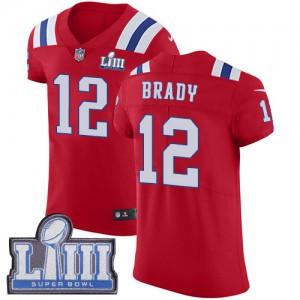 New England Patriots #12 Tom Brady Men's Red Stitched Alternate Super Bowl LIII Bound Vapor Untouchable Elite Jersey 637852-337