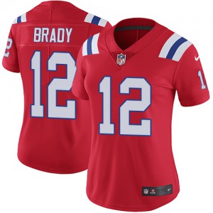 New England Patriots #12 Tom Brady Women's Red Vapor Untouchable Alternate Stitched Limited Jersey 580457-625