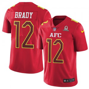 New England Patriots #12 Tom Brady Men's Red AFC 2017 Pro Bowl Stitched Limited Jersey 655151-812