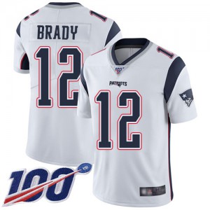 New England Patriots #12 Tom Brady Men's White Limited Stitched 100th Season Vapor Jersey 463284-221