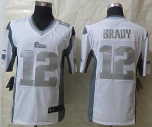 New England Patriots #12 Tom Brady Men's White Platinum Stitched Limited Jersey 243437-811