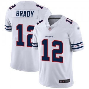 New England Patriots #12 Tom Brady Men's White Team Logo Fashion Stitched Limited Jersey 833473-630