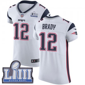 New England Patriots #12 Tom Brady Men's White Vapor Untouchable Super Bowl LIII Bound Stitched Elite Jersey 994509-381