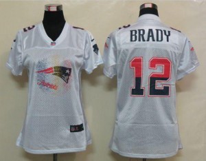 New England Patriots #12 Tom Brady Women's White Fem Fan Game Jersey 301053-791