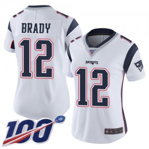 New England Patriots #12 Tom Brady Women's White Limited Stitched 100th Season Vapor Jersey 894596-479