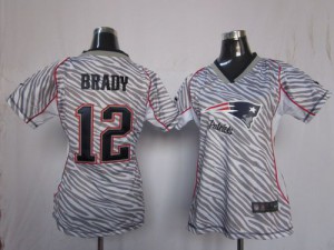 New England Patriots #12 Tom Brady Women's Zebra Stitched Elite Jersey 601522-422