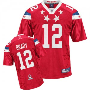 New England Patriots #12 Tom Brady Men's 2011 Pro Bowl Red Stitched Jersey 267781-439