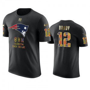 New England Patriots #12 Tom Brady Men's Black Black History Month T-Shirt 255588-700