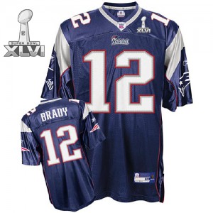 New England Patriots #12 Tom Brady Youth Super Bowl 2012 Blue Embroidered Jersey 835437-984