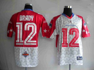 New England Patriots #12 Tom Brady Men's Red 2010 Pro Bowl Stitched Jersey 890966-117
