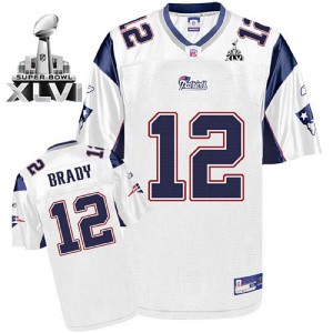 New England Patriots #12 Tom Brady Men's Super Bowl 2012 White Embroidered Jersey 172117-933