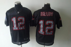 New England Patriots #12 Tom Brady Men's Sideline Stitched Black United Black Jersey 257191-742