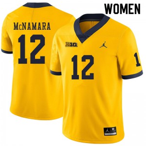 Michigan Wolverines #12 Cade McNamara Women's Yellow College Football Jersey 970202-371