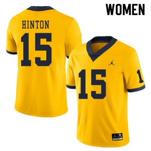 Michigan Wolverines #15 Christopher Hinton Women's Yellow College Football Jersey 256238-513