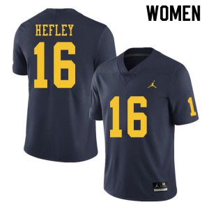 Michigan Wolverines #16 Ren Hefley Women's Navy College Football Jersey 357486-289