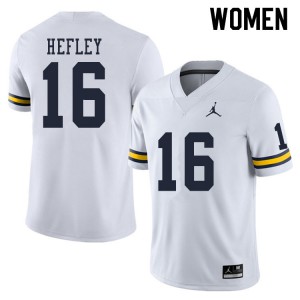 Michigan Wolverines #16 Ren Hefley Women's White College Football Jersey 902811-834