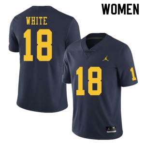 Michigan Wolverines #18 Brendan White Women's Navy College Football Jersey 545502-432