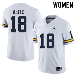 Michigan Wolverines #18 Brendan White Women's White College Football Jersey 603499-339