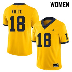 Michigan Wolverines #18 Brendan White Women's Yellow College Football Jersey 757071-893