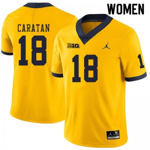 Michigan Wolverines #18 George Caratan Women's Yellow College Football Jersey 222614-670