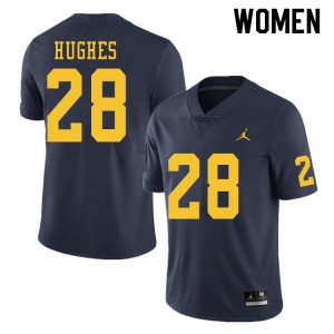 Michigan Wolverines #28 Danny Hughes Women's Navy College Football Jersey 595159-280