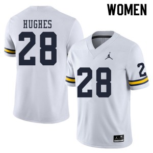 Michigan Wolverines #28 Danny Hughes Women's White College Football Jersey 420460-889