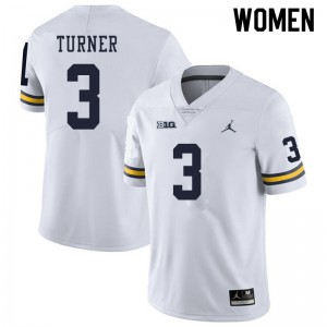 Michigan Wolverines #3 Christian Turner Women's White College Football Jersey 722171-787