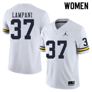 Michigan Wolverines #37 Jonathan Lampani Women's White College Football Jersey 283107-468