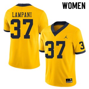 Michigan Wolverines #37 Jonathan Lampani Women's Yellow College Football Jersey 409841-231