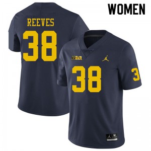 Michigan Wolverines #38 Geoffrey Reeves Women's Navy College Football Jersey 764599-860