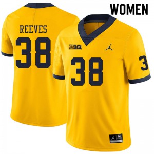Michigan Wolverines #38 Geoffrey Reeves Women's Yellow College Football Jersey 119999-591