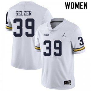 Michigan Wolverines #39 Alan Selzer Women's White College Football Jersey 778816-449