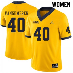 Michigan Wolverines #40 Ben VanSumeren Women's Yellow College Football Jersey 976485-420